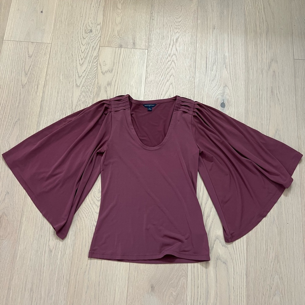 Elegant Burgundy Women's Top wide sleeve